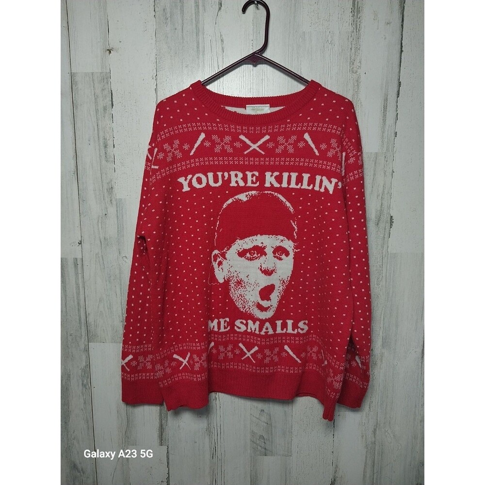 The Sandlot Ugly Christmas Sweater You're Killing Me Smalls Red & White Sz XL